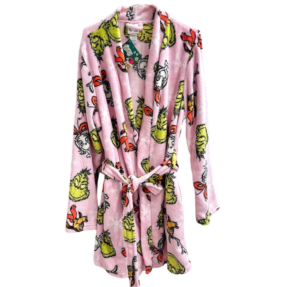 🌲 Dr Seuss The Grinch Pink Soft Plush Robe Women's size-L